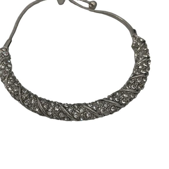 NWOT Silver Swarovski Elements Crystal Cluster Slider Bracelet - Picture 8 of 9